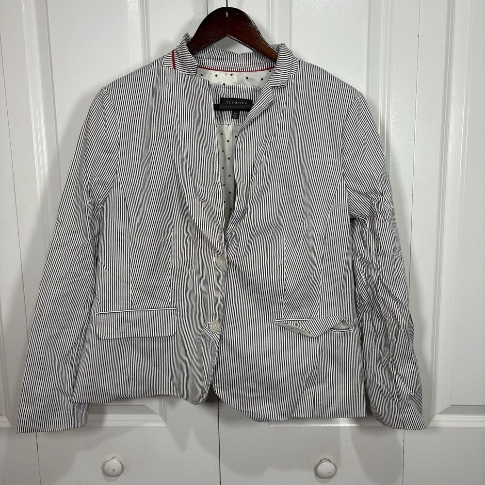 Talbots Blazer 16P Petite Striped Career Jacket Nautical Stretch Lined Classic